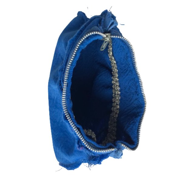 Vintage Blue Handmade Cosmetic Jewelry Travel Bag - Picture 8 of 11